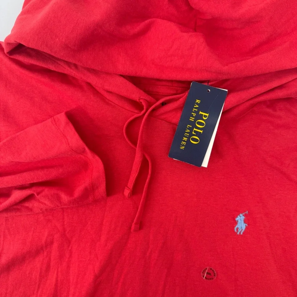 Polo Ralph Lauren Hoodie Mens XXL Red Cotton Jersey Long Sleeve Pony Logo 9621